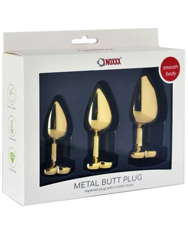 NOXXX Altın Renkli Kalpli Çelik Anal Plug – 3 Boy Set