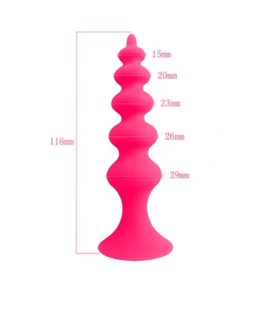 Vantuzlu Boğumlu Silikon Anal Plug Pembe alternatif görünüm