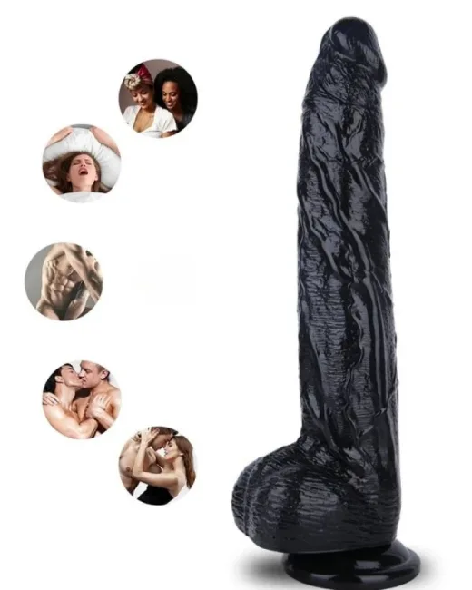 32 cm Siyah Dildo – Medikal Silikon – 6 cm Kalınlık