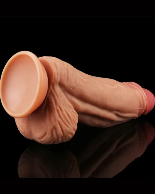 Love Toy King Boyutlu Çift Katmanlı Silikon Doğal Görünümlü Penis Dildo – Gerçekçi His