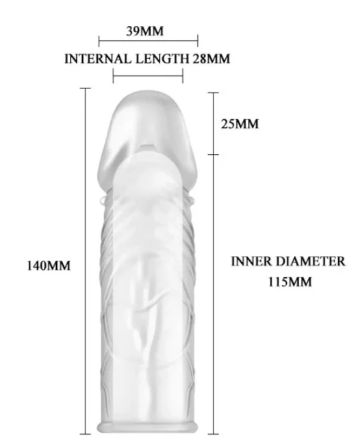 14 cm Saydam 2,5 cm Dolgulu Penis Kılıfı – Silikon