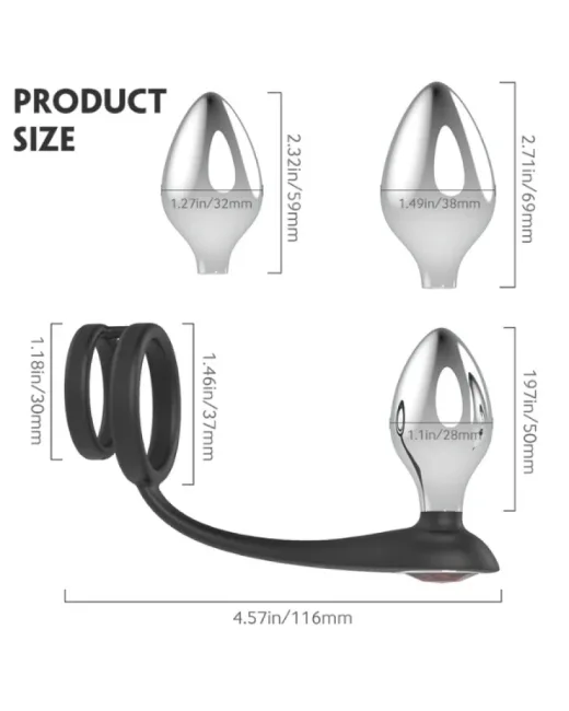 S-Hande Metal Anal Plug Seti ve Penis Halkası alternatif görünüm