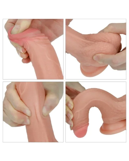 7 i̇nç Dual layered Platinum Silikon Cock Dildo – Hissedilir Damarlı, Şarjlı