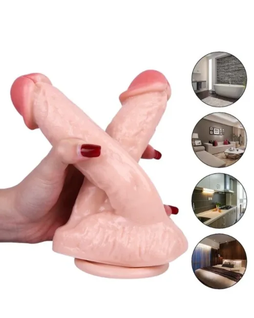 21 cm Realistik Çiftli Dildo – Medikal Silikon