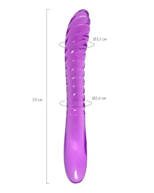 Çift Taraflı Jel Dildo Frica, TPE, mor, 23 cm