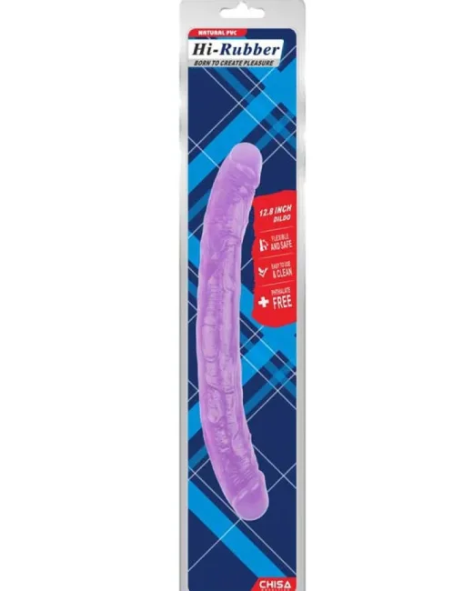 Hi-Rubber Şeffaf Jel Çift Taraflı Dildo – 32,5 cm Mor alternatif görünüm
