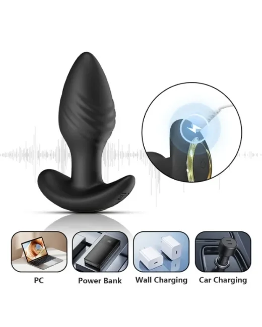 Big Boat Anchor Swing – Telefon Kontrollü Titreşimli Anal Plug (Siyah) – Silikon, Uygulama Kontrollü