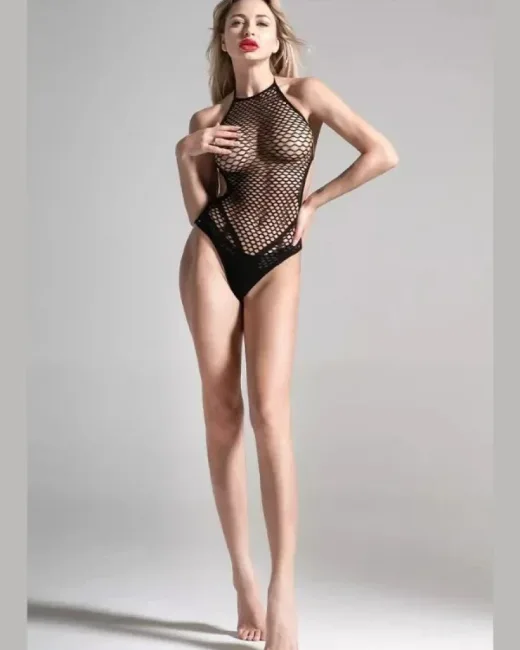 Kadın Siyah Fileli Seksi Babydoll alternatif görünüm