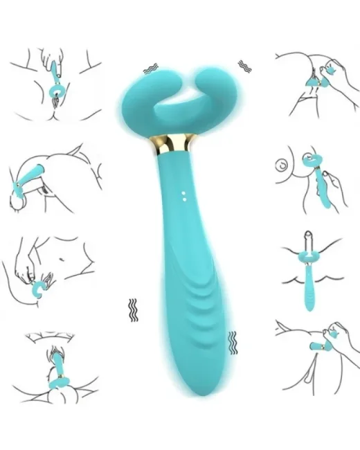 Çiftler için Klitoris Vibratörü – 3 Motorlu Çok Fonksiyonlu Konsolador ve Penis Masajörü (Mavi)
