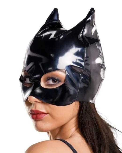 Glossy ANN Deri Kedi Maskesi siyah