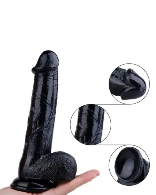 24 cm Siyah Dildo – Medikal Silikon – 4,5 cm Kalınlık