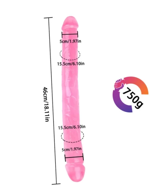 46 cm Pembe Çift Taraflı Dildo – Medikal Silikon