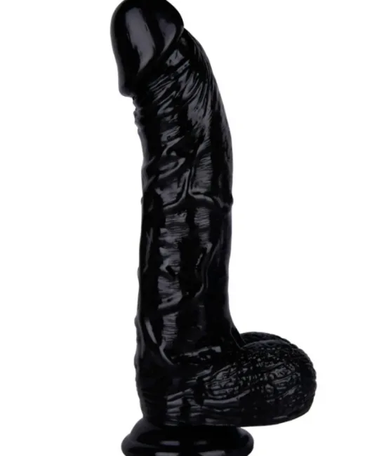 26 cm Siyah Realistik Dildo – Medikal Silikon – 580 g