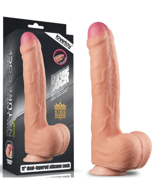 Love Toy King Boyutlu Çift Katmanlı Silikon Dildo – Gerçekten Etkileyici Boyutlarda!