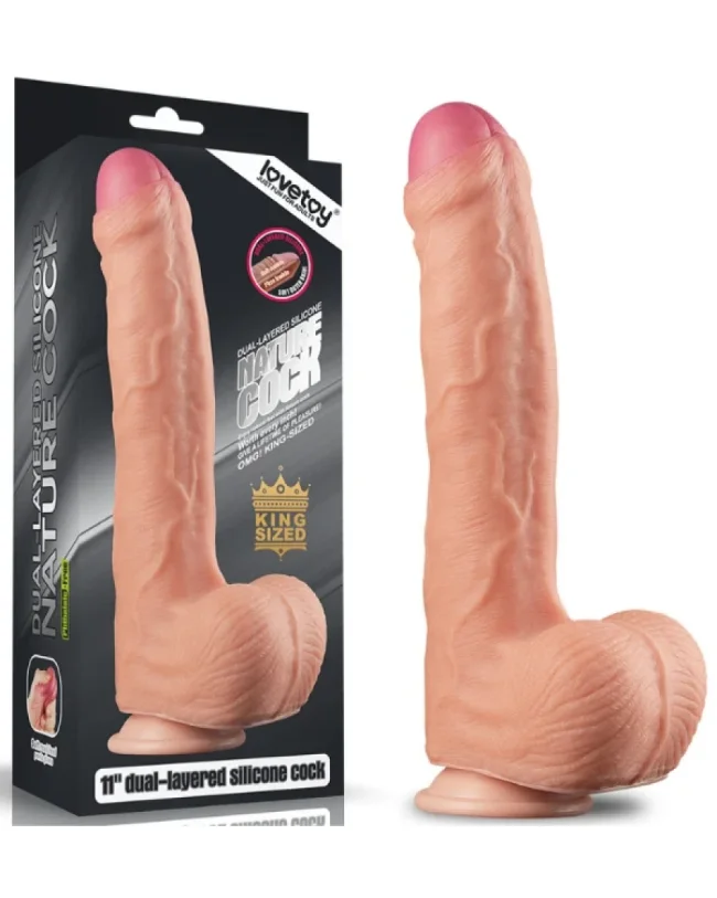 Love Toy King Boyutlu Çift Katmanlı Silikon Dildo – Gerçekten Etkileyici Boyutlarda!