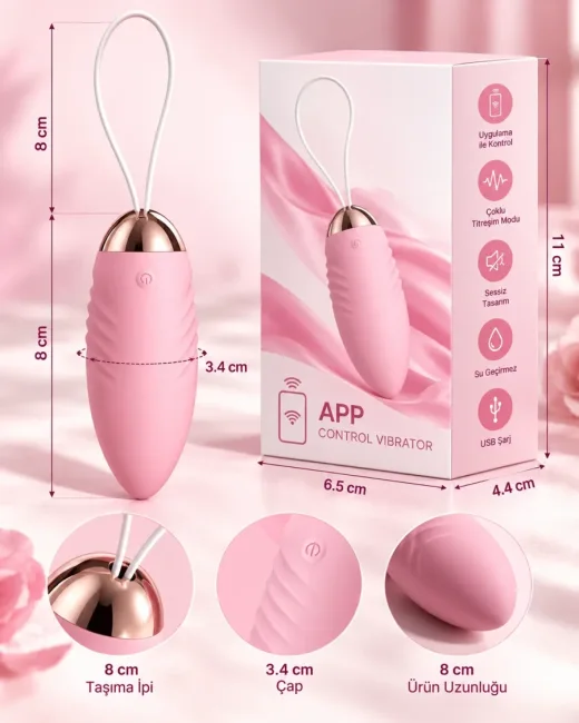 App Kontrollü Uzaktan Kumandalı Bullet Vibratör – 10 Modlu, Şarjlı
