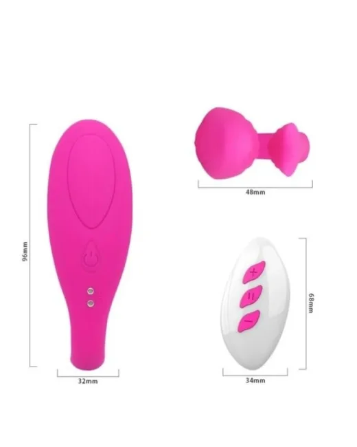 Dolphy Çiftler İçin Vibratör Silikon Pembe 9,6 cm – Şarjlı, Kumandalı