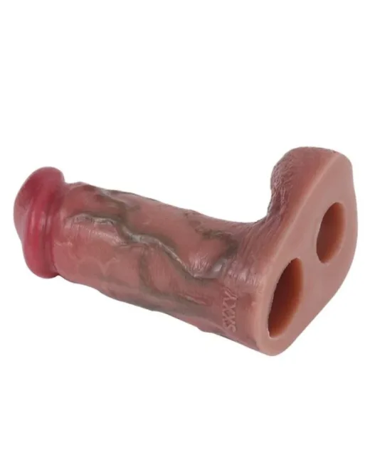 Dolgulu Testis Geçmeli Ucu Açık Penis Kılıfı – Sarı