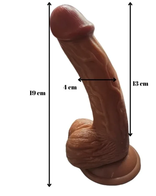 Gerçekçi Testisli Melez Dildo 19 cm alternatif görünüm