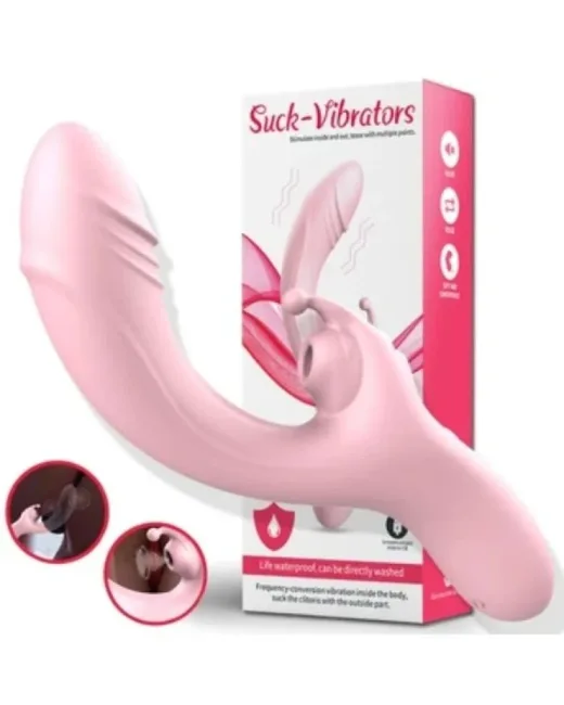 Suck Vakumlu Klitoral Uyarıcılı Şarjlı Tavşan Vibratör – Silikon