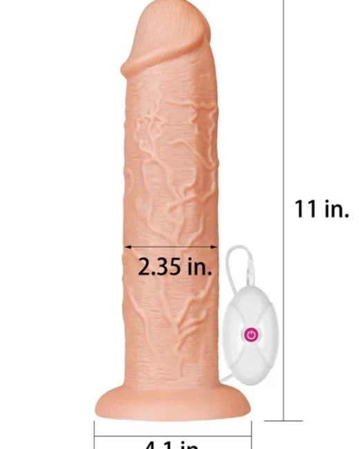 11 i̇nç Realistik Long Titreşimli Dildo – Hissedilir Damarlı, Şarjlı