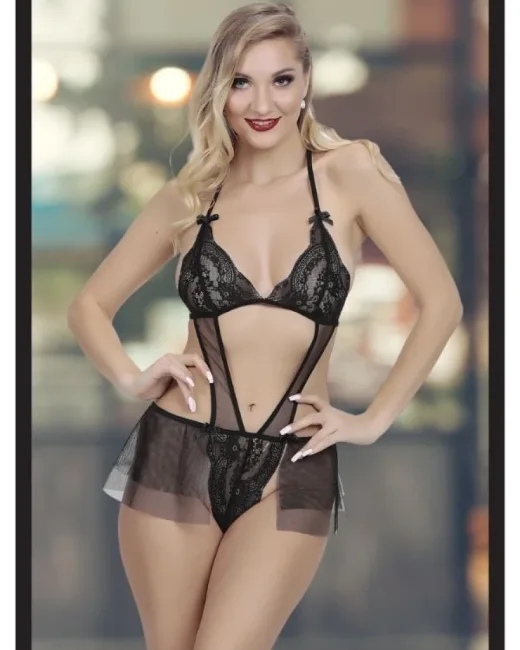 Kadın Siyah Seksi Fantezi Etekli Fantezi Babydoll
