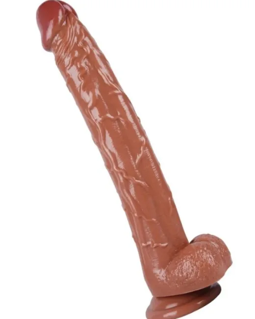 34,5 cm Kahverengi Dildo – Medikal Silikon