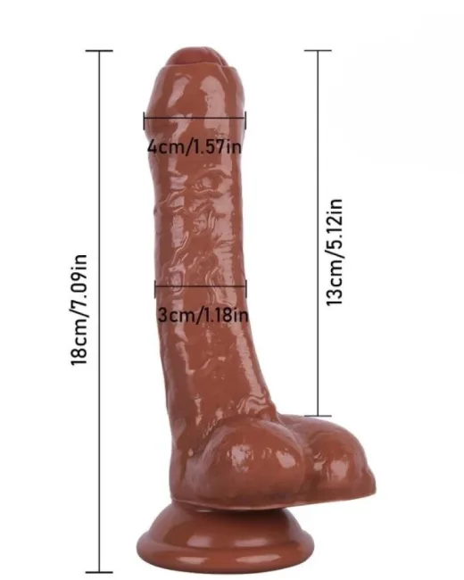 18 cm Kahverengi Dildo – Medikal Silikon – 3,6 cm Kalınlık