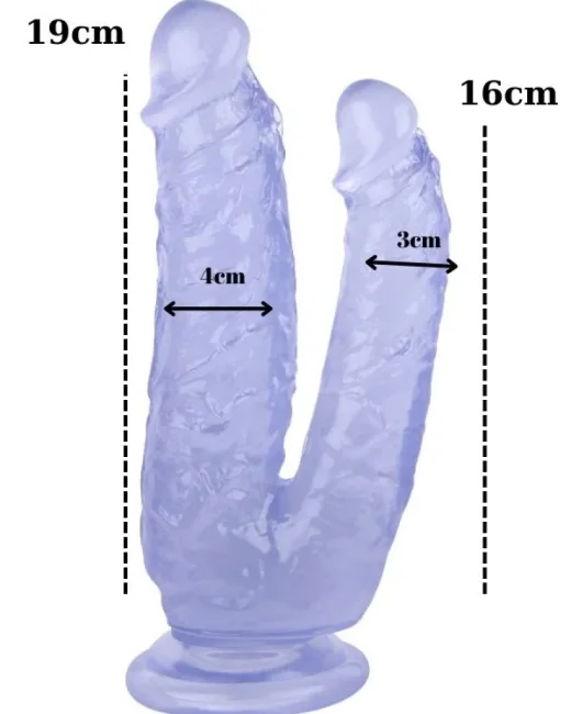 19 cm Mor Çiftli Dildo – Medikal Silikon