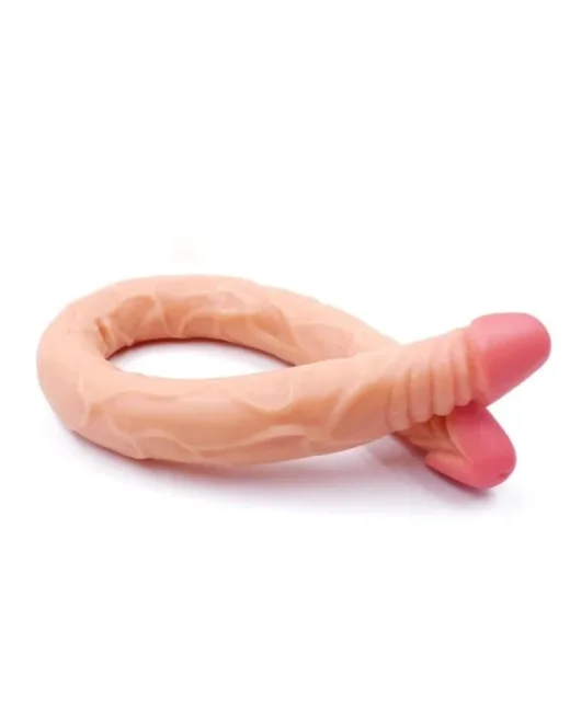 Ten Rengi 55 cm Çift Taraflı Dildo – Hissedilir Damarlı, Silikon