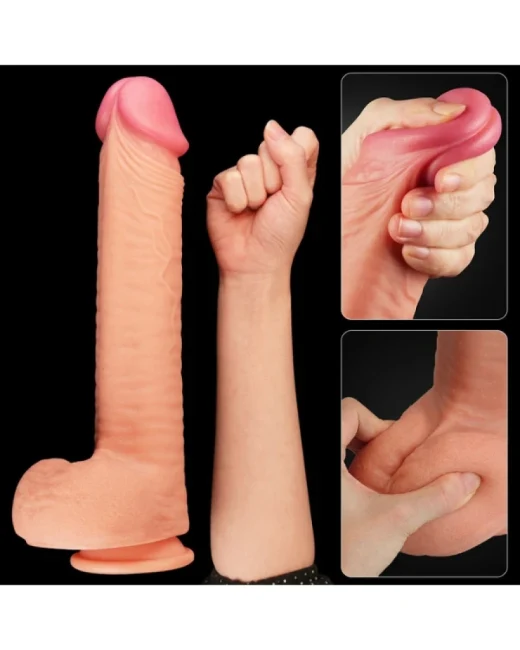 12 inç Çift Katmanlı Platinum Silikon Cock Dildo - Damarlı, Şarjlı alternatif görünüm