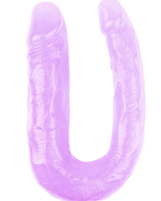 Şeffaf Jel Çift Taraflı Eğik Dildo - 17 cm
