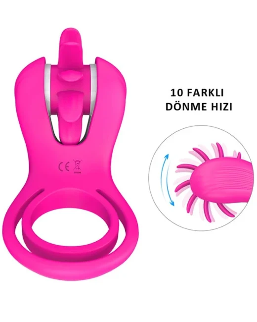 Döner Dilli Şarjlı Titreşimli Penis Halkası 10 farklı dönüş modu alternatif görünüm