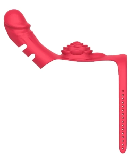 Dildo + Gül Titreşimli 2'si 1 arada yeni tasarım parmak vibratörü alternatif görünüm