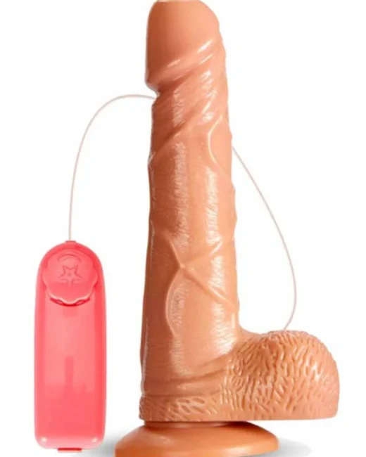 Titreşimli 17 cm Swing Dildo Vibratör - Damarlı, Vantuzlu