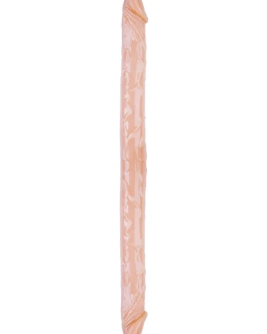 Çift Taraflı Esnek Dildo 34 cm – Gerçekçi Dokulu Ten Rengi – Silikon