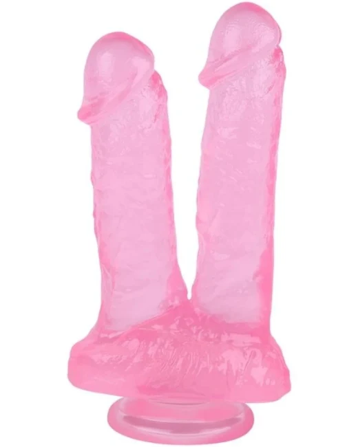 21 cm PembeÇiftli Dildo - Silikon