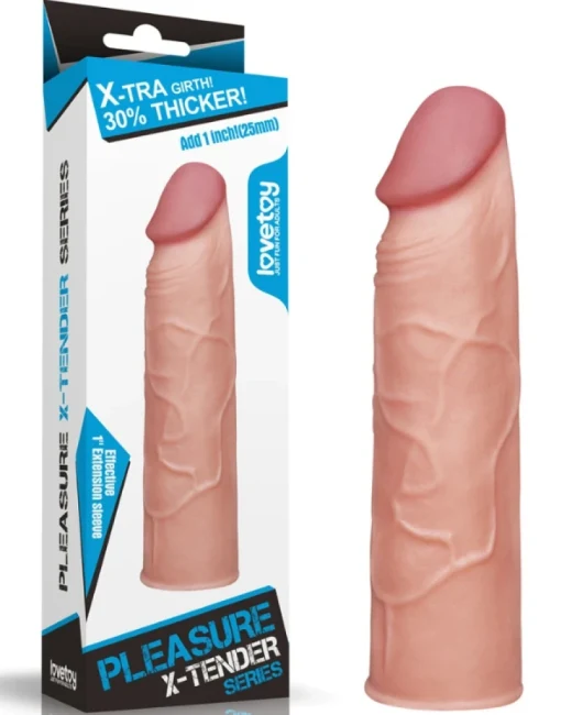 1" Pleasure X Tender Penis Kılıfı - Damarlı