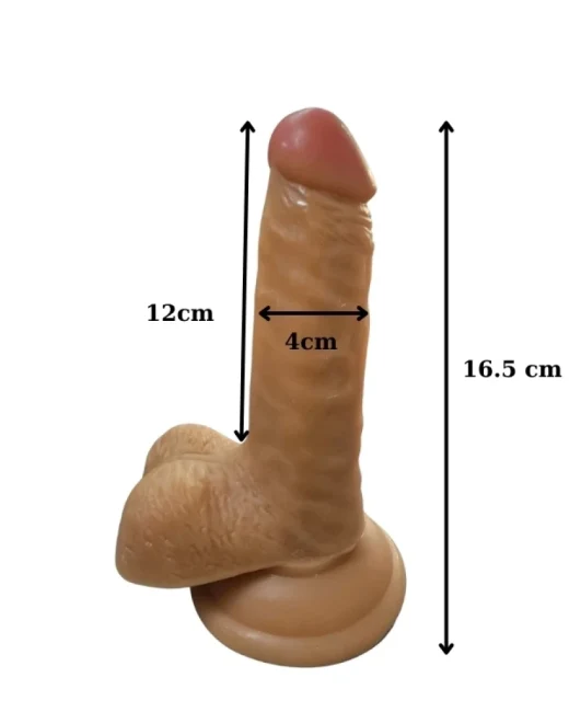 Gerçekçi Testisli Melez Dildo 16,5 cm alternatif görünüm