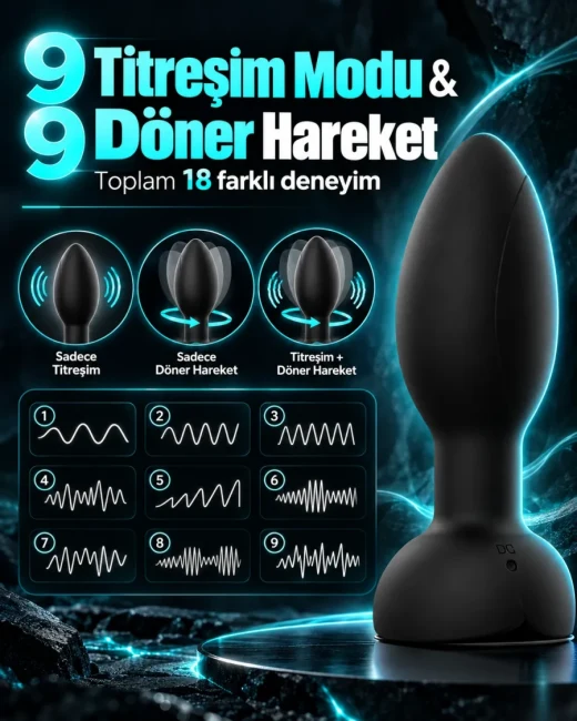 Uygulama Kontrollü Döner Başlıklı Titreşimli Anal Tıkaç - Ürün görseli 5