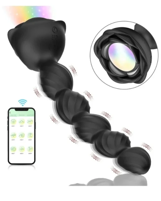 Telefon Kontrollü Haley Rose Pulled Beads Anal Tıkaç - Silikon