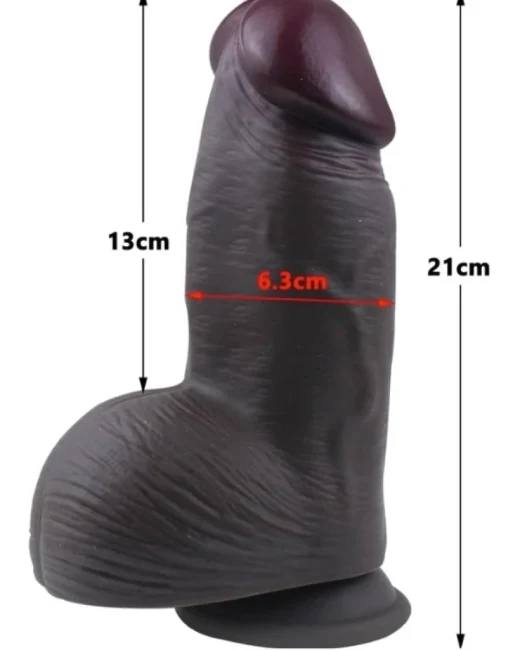 Gerçekçi Tasarımlı Geniş Çaplı Vakum Tabanlı Silikon Dildo 21 cm alternatif görünüm