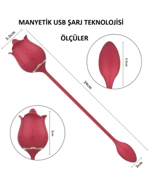 Titreşimli ve Dil Hareketli Çift Uçlu Lüks Vibratör - Ürün görseli 4