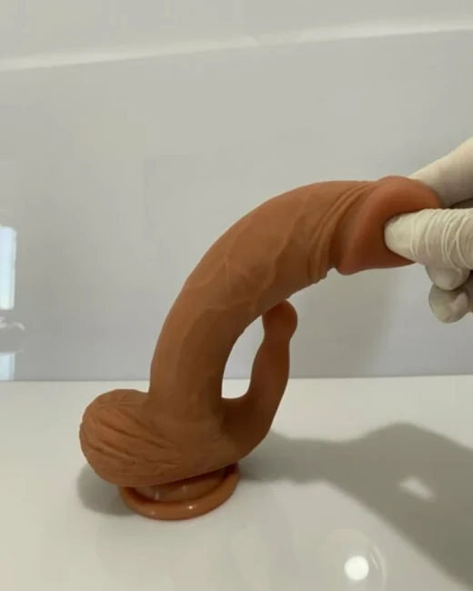 Klitoris Uyarımlı Çift Katmanlı Dildo – Medikal Silikon alternatif görünüm