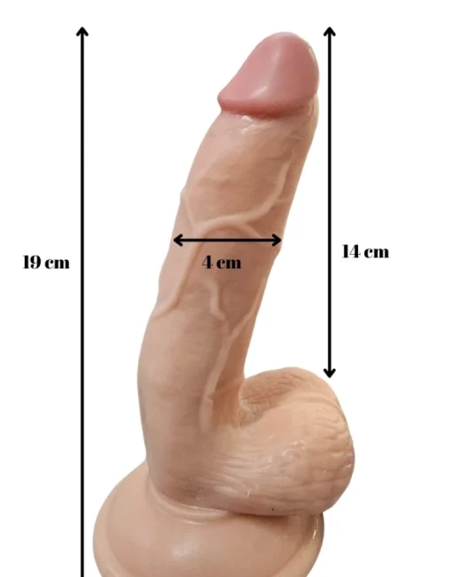 Titreşimli Kumandalı Gerçekçi Vantuzlu Vibratör 19 cm - Damarlı alternatif görünüm
