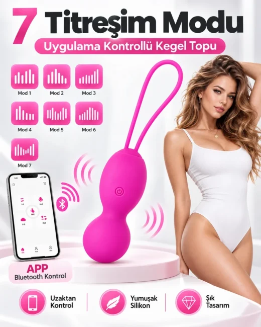 10 Modlu Kegel Topu Vibratör Silikon Askılı