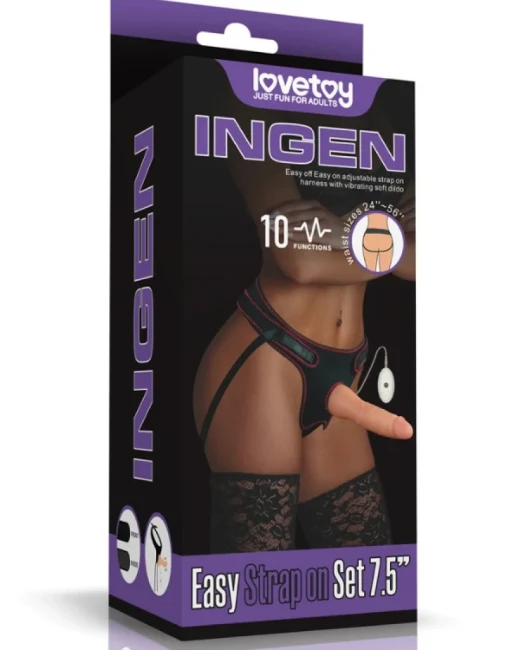 Titreşimli Easy Strapon Set 7,5 inç Belden Bağlamalı - TPE, Şarjlı