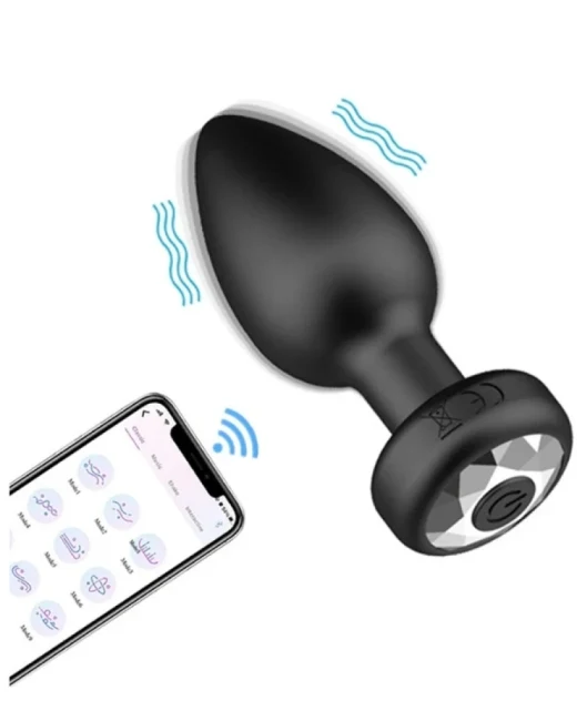 Telefon Kontrollü Titreşimli Anal Plug – Silikon, Şarjlı