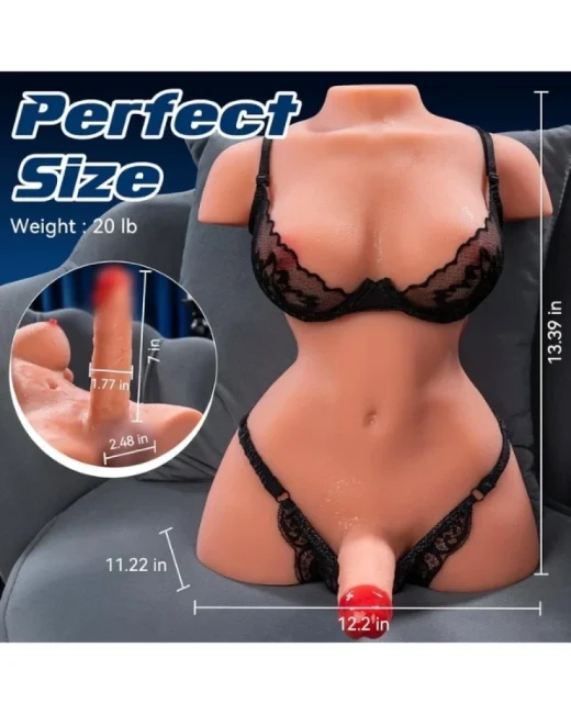 Gerçekçi Titreşimli 9 kg Trans Yarım Vücut Mastürbatör Dildo alternatif görünüm