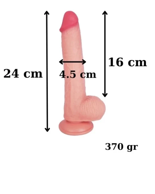 Ultra Gerçekçi 24 cm Kıkırdaklı Dildo - Damarlı alternatif görünüm